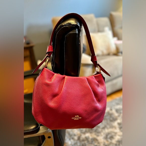 Coach Bags Coach Everly Shoulder Bag In Pink With Gold Hardware Pebbled Leather Poshmark